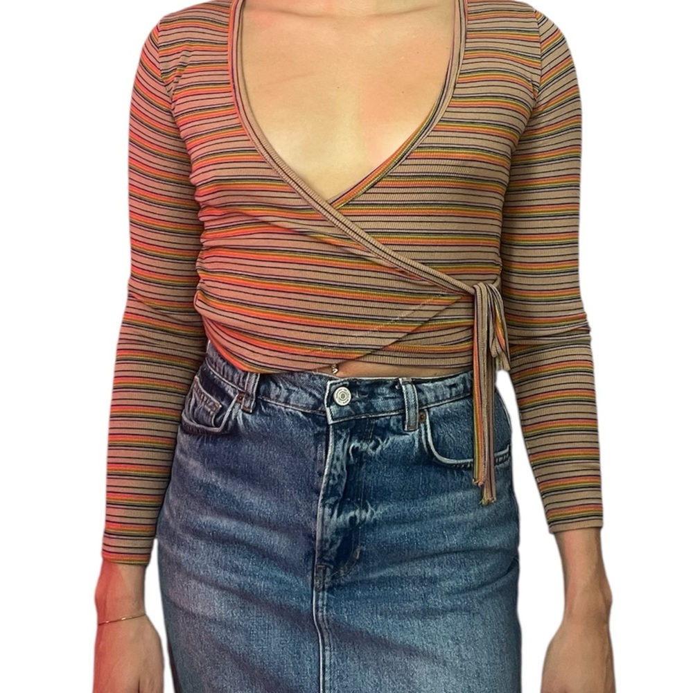 Urban Outfitters Striped Wrap Tie Top